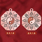 Taoist Purple Copper Five Elements Bagua Car Keychain Pendant Heaven and Earth Tai Chi Bagua Mirror Peace Amulet Male Protection Talisman