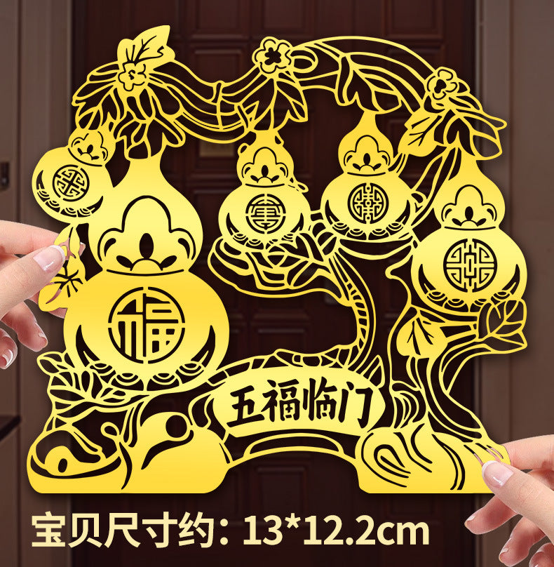 Five Blessings Gourd Sticker Hanging Decoration for Home Living Room Entrance Door Sticker Ornament Housewarming New Home Store Decoration Sticker