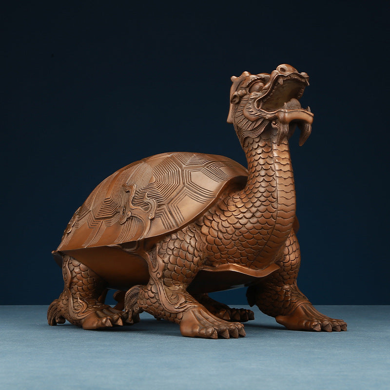 Copper Dragon Turtle Ornament Home Office Desktop Craft Dragon Head Turtle Decoration Opening Gift Copper Craft
