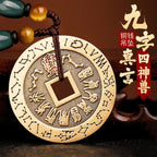 Pure Brass Nine-Character Mantra Purple Star Taboo Pendant Those Who Approach the Soldiers Shall Align in Formation Four Divine Beasts Copper Coin Necklace Taoist