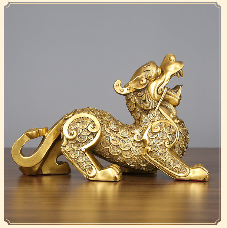 Copper Pixiu Figurine Craft Business Office Decoration Home Living Room Decoration Housewarming Opening Gift Figurine