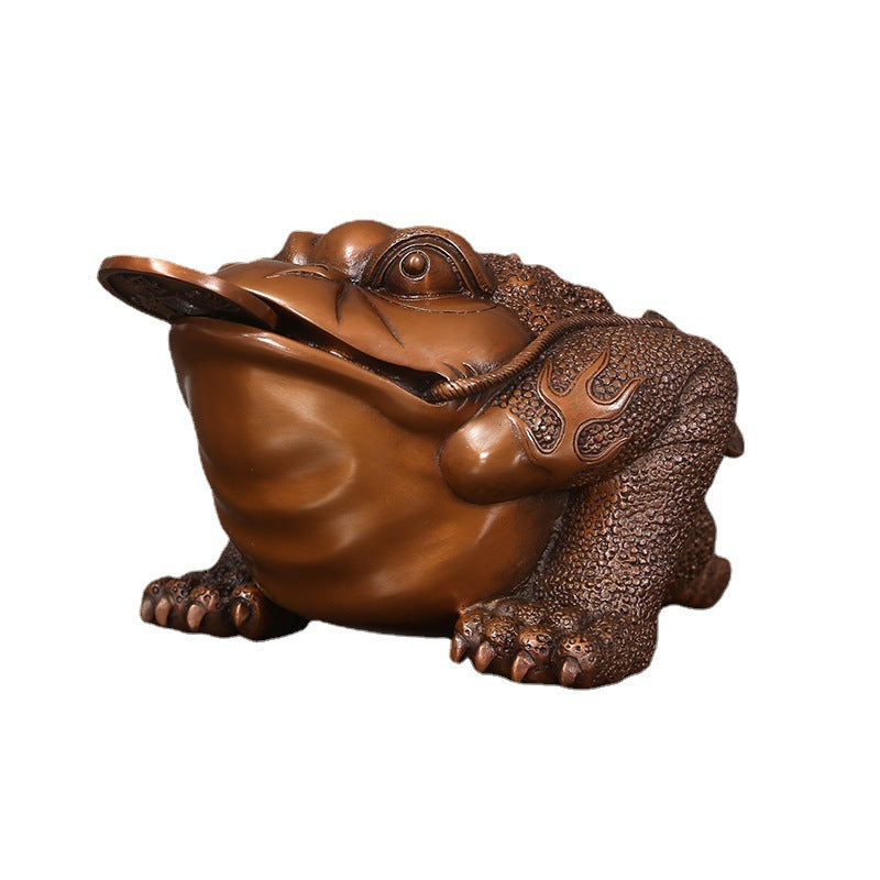 Red Copper Golden Toad Ornament Craft Living Room Office Home Decor Opening Gift