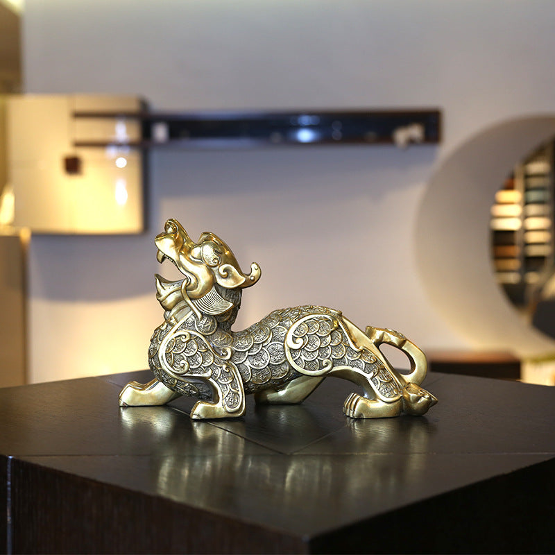 Copper Pixiu Figurine Craft Business Office Decoration Home Living Room Decoration Housewarming Opening Gift Figurine