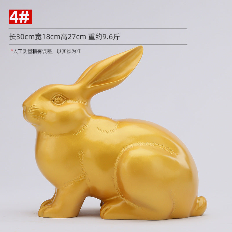 Brass Zodiac Rabbit Ornament for Home Office Desktop gold Wealth Rabbit Copper Craft Zodiac Gift Decorative Copperware
