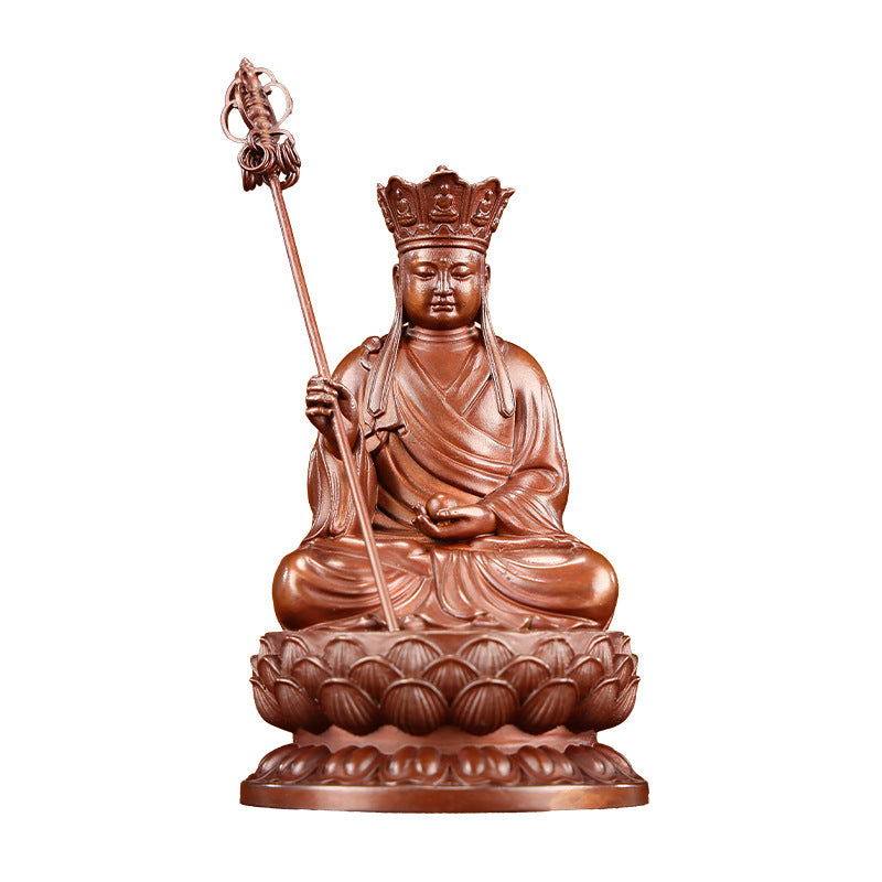 Bronze Ksitigarbha Bodhisattva Statue Home Office Desktop Mini Lotus Sitting Ksitigarbha Statue Craft Decoration