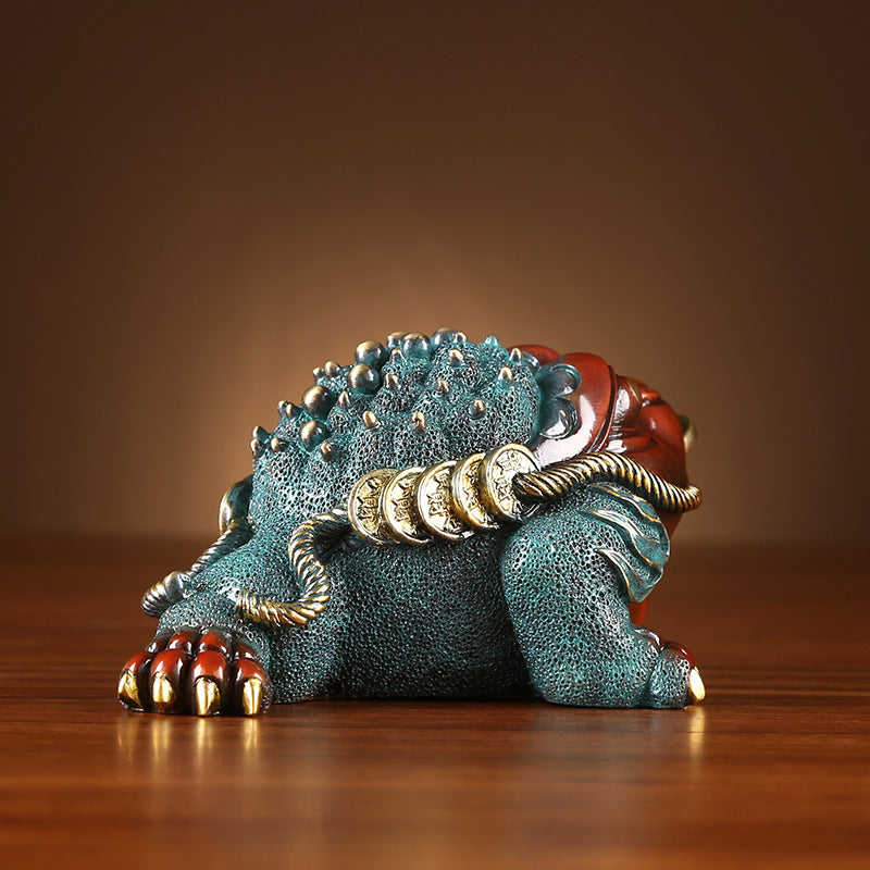 Colorful Copper Golden Toad Ornament Office Home Indoor Desktop Toad Craft Gift Copper Golden Toad Small Decoration