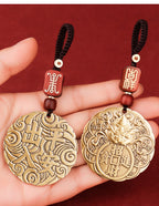 Brass Pixiu Wealth-Attracting and Safe Journey Car Pendant for Men, High-End Rearview Mirror Hanging Decoration, In-Car Wholesale