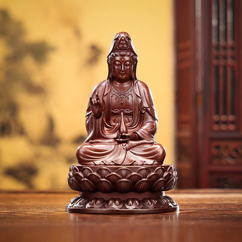 Bronze Guanyin Bodhisattva Statue Home Office Desktop Mini Guanyin Bodhisattva Craft Buddha Ornament