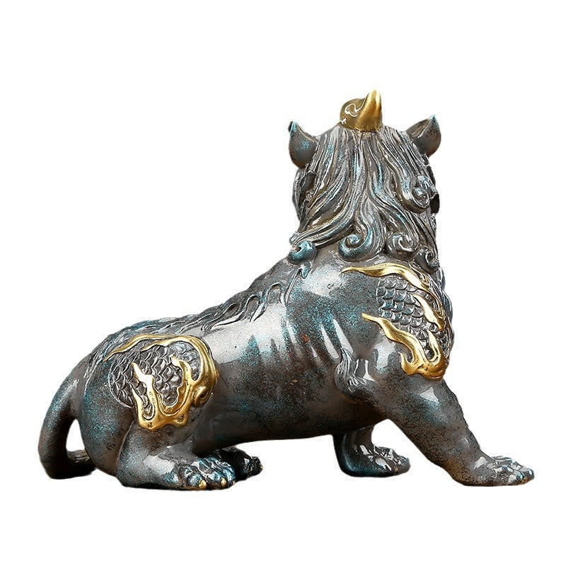 Colorful Copper Di Tings Ornament Home Office Auspicious Beast Brass Di Tings Desktop Decoration Gift Entrance Wine Cabinet Craft