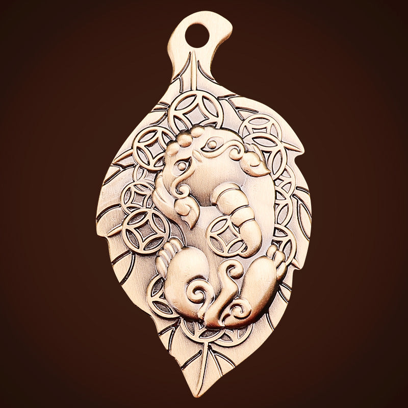 Taoist Brass Get Rich Overnight Good Things Happen Pendant Pixiu Five Emperors Money Car Keychain Wealth Attraction Pixiu Wholesale