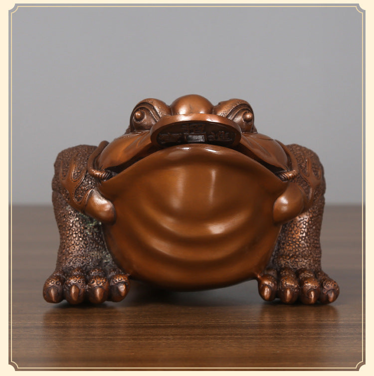 Red Copper Golden Toad Ornament Craft Living Room Office Home Decor Opening Gift