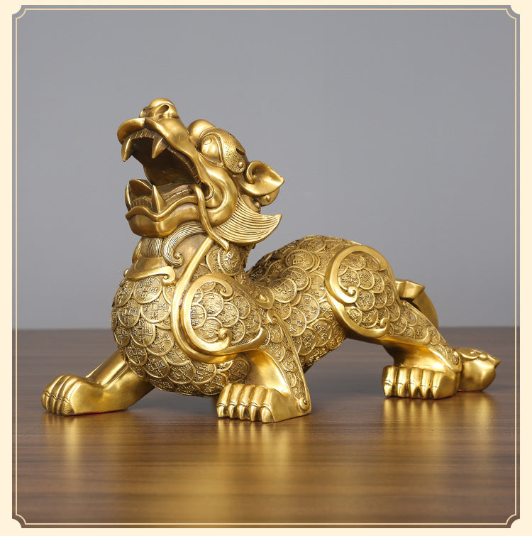 Copper Pixiu Figurine Craft Business Office Decoration Home Living Room Decoration Housewarming Opening Gift Figurine