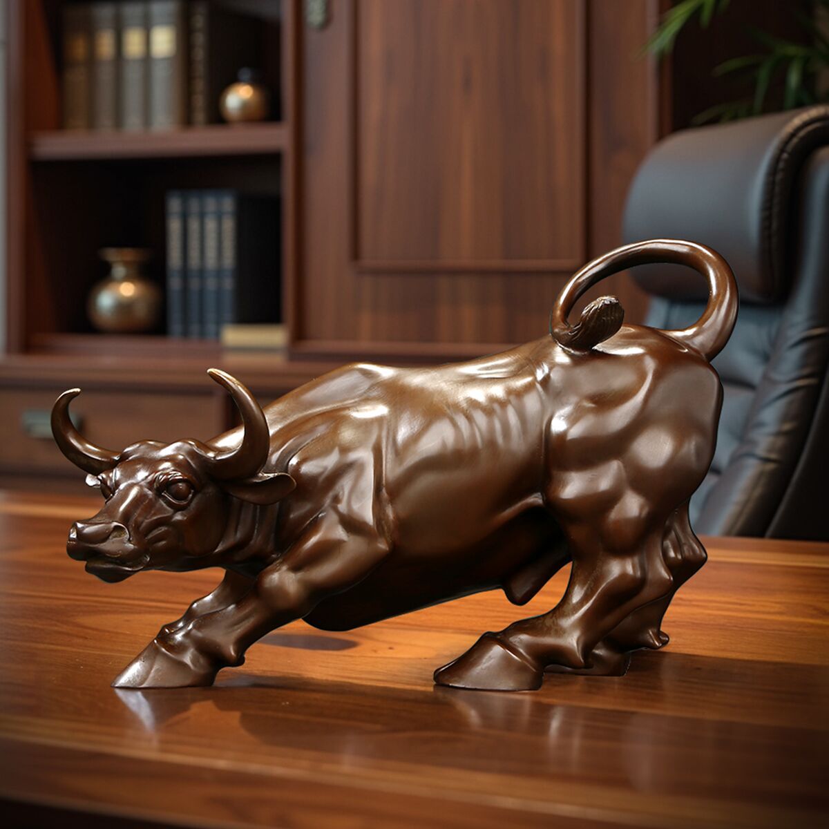 Wangshi Brass Bull Wall Street Bull Ornament Home Living Room Office Copper Bull Craft Store Opening Gift