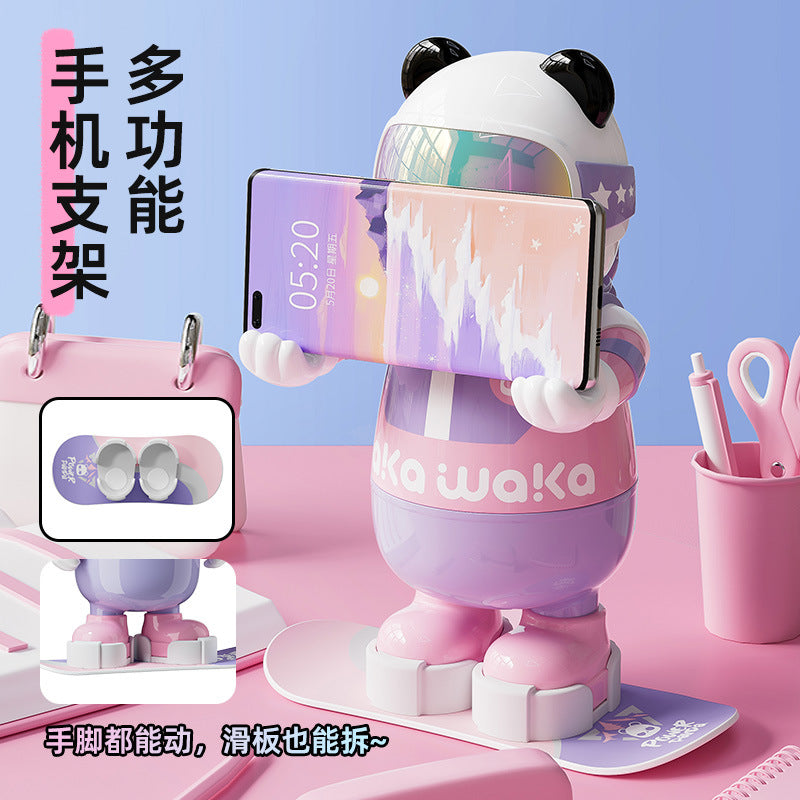 waka Panda Insulated Cup for Men and Women, High-Value Cartoon Trendy Toy Figurine, Ceramic Inner Liner, Food-Grade Children's Water Cup