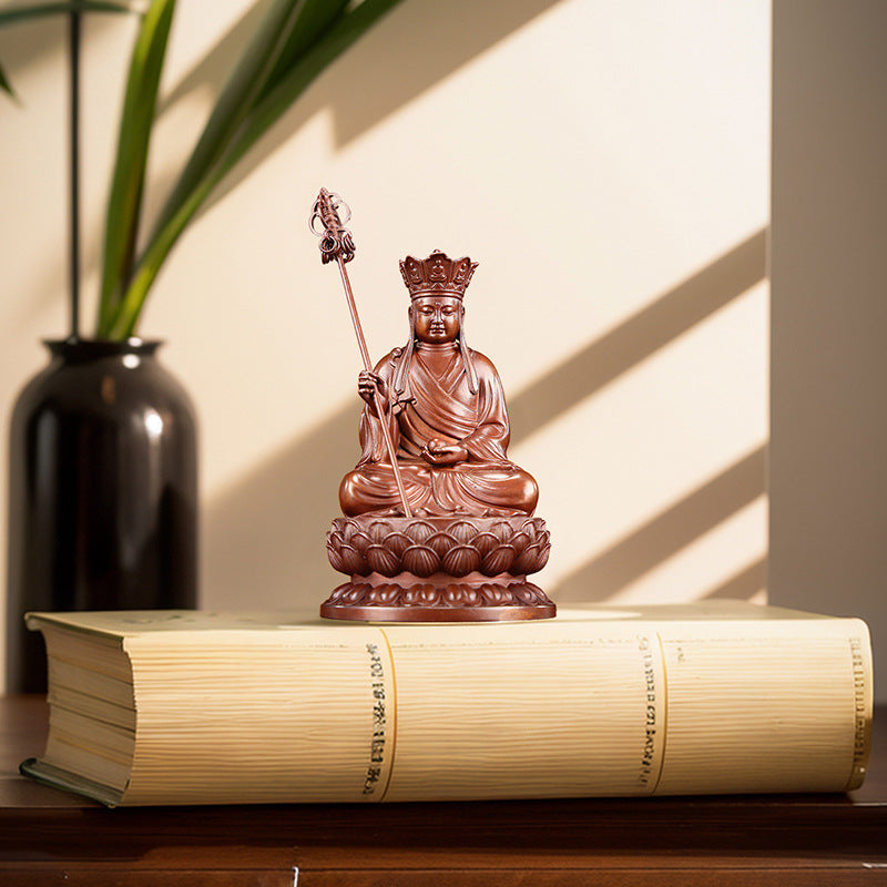 Bronze Ksitigarbha Bodhisattva Statue Home Office Desktop Mini Lotus Sitting Ksitigarbha Statue Craft Decoration