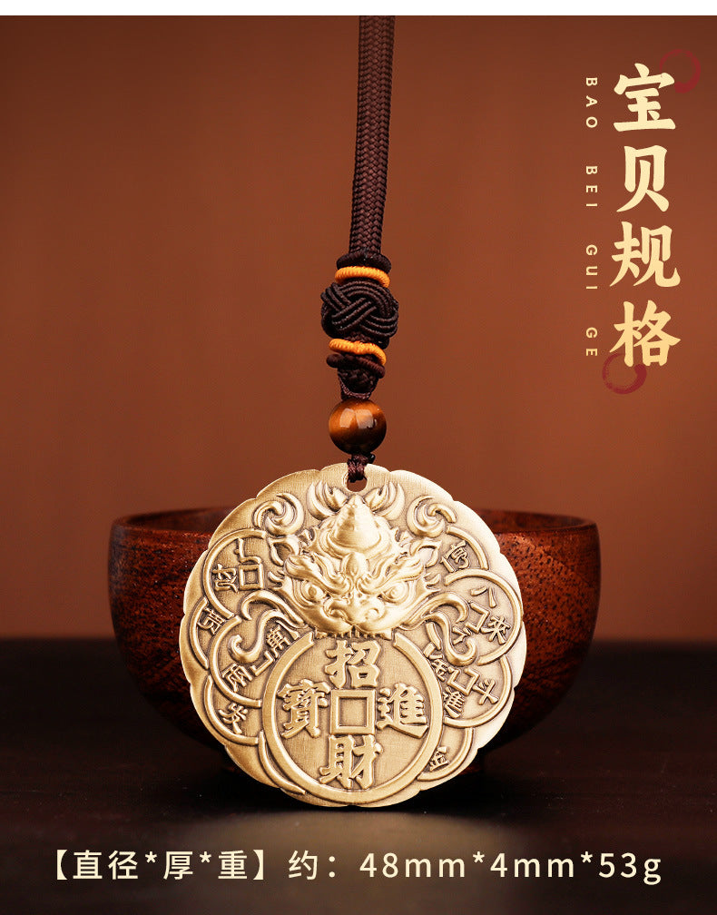 Brass Pixiu Wealth-Attracting and Safe Journey Car Pendant for Men, High-End Rearview Mirror Hanging Decoration, In-Car Wholesale