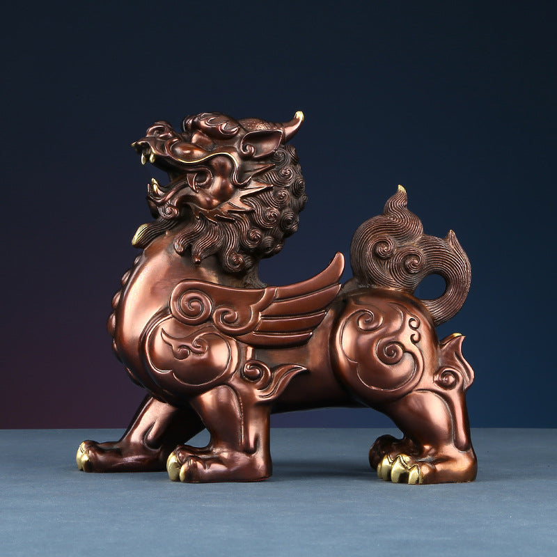 Bronze Kirin Figurine Home Office Decoration Living Room Craft Kirin Ornament Opening Gift