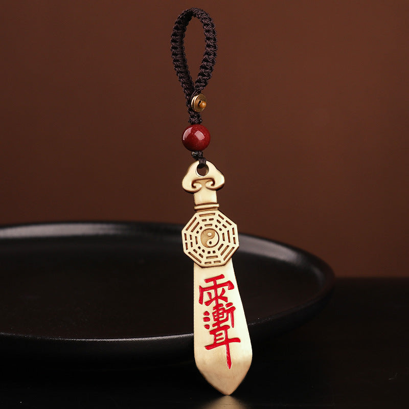 Taoist Brass Seven-Star Sword Bagua Zhiwei Taboo Pendant Rain Gradual Ear Peace Amulet Car Keychain Pendant Small