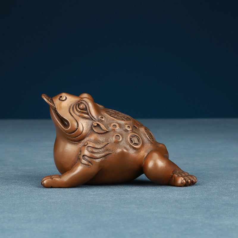 Copper Golden Toad Ornament Craft Three-Legged Golden Toad Home Living Room Office Decoration Opening Gift