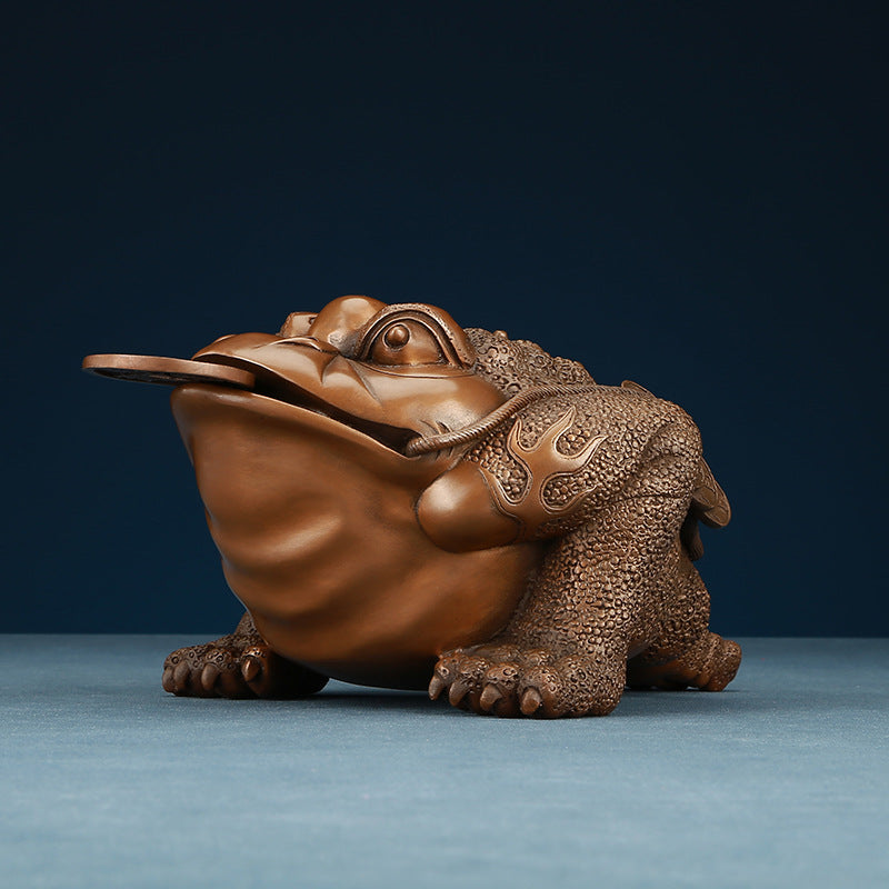 Red Copper Golden Toad Ornament Craft Living Room Office Home Decor Opening Gift
