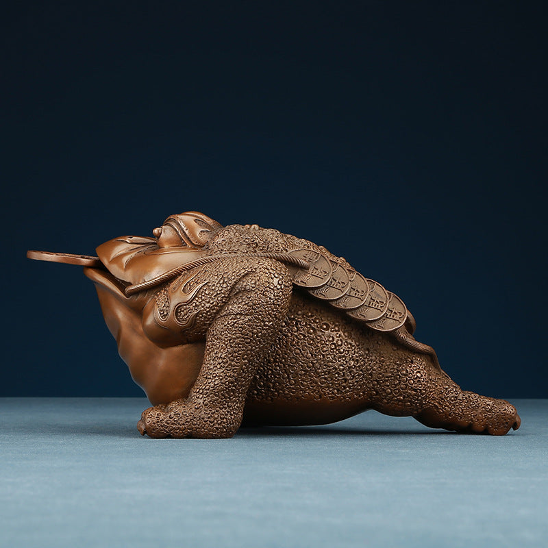 Red Copper Golden Toad Ornament Craft Living Room Office Home Decor Opening Gift