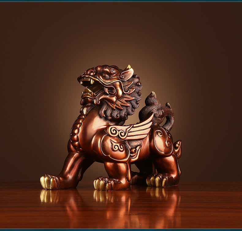 Bronze Kirin Figurine Home Office Decoration Living Room Craft Kirin Ornament Opening Gift