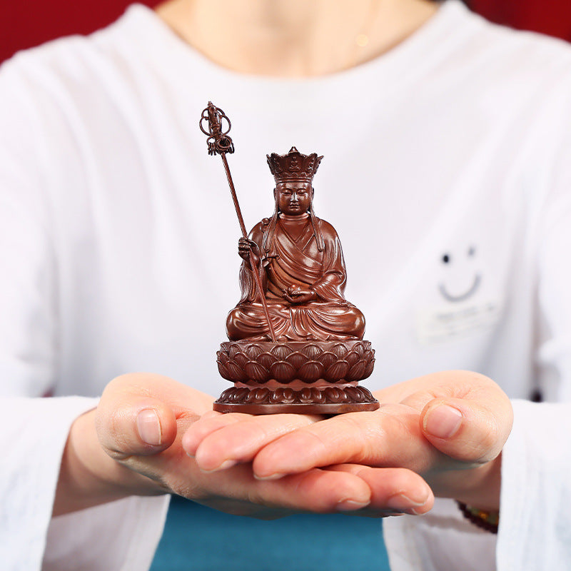 Bronze Ksitigarbha Bodhisattva Statue Home Office Desktop Mini Lotus Sitting Ksitigarbha Statue Craft Decoration
