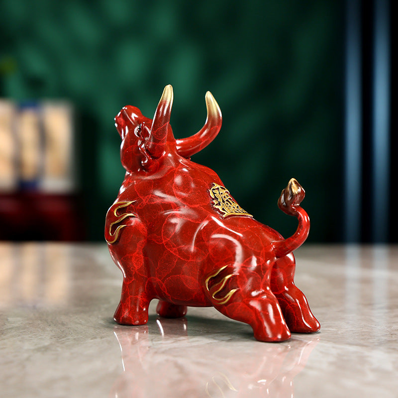 Colorful Copper Ox Changhong Ornament Home Office Prosperous Ox Desktop Ox Spirit Crafts Mini Small Decoration