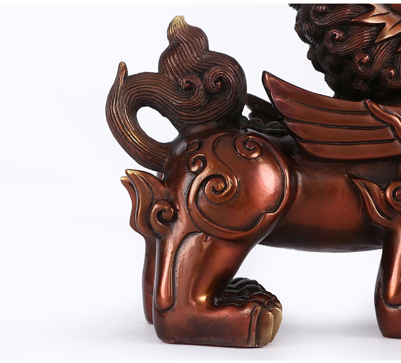 Bronze Kirin Figurine Home Office Decoration Living Room Craft Kirin Ornament Opening Gift