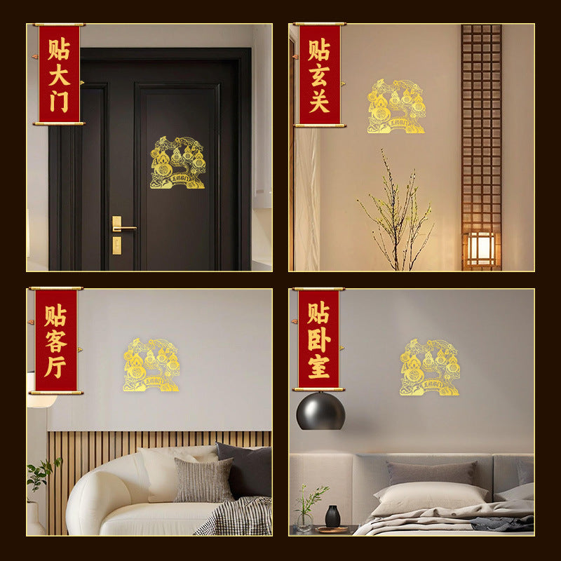 Five Blessings Gourd Sticker Hanging Decoration for Home Living Room Entrance Door Sticker Ornament Housewarming New Home Store Decoration Sticker