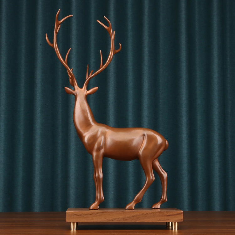Red Copper Plum Blossom Deer Ornament Deer Ascending Promotion Office Desk Decoration Chinese Style Home Decor