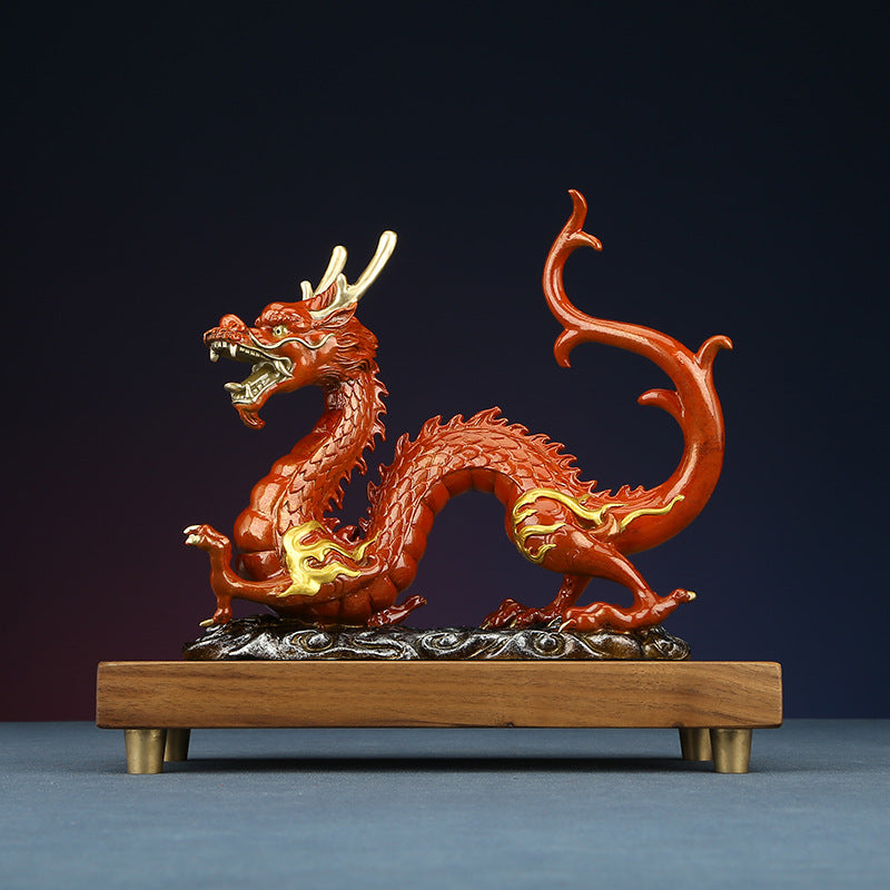 Colorful Copper Dragon Travels the World Ornament Zodiac Dragon Auspicious Dragon Home Office Decoration Opening Gift Display