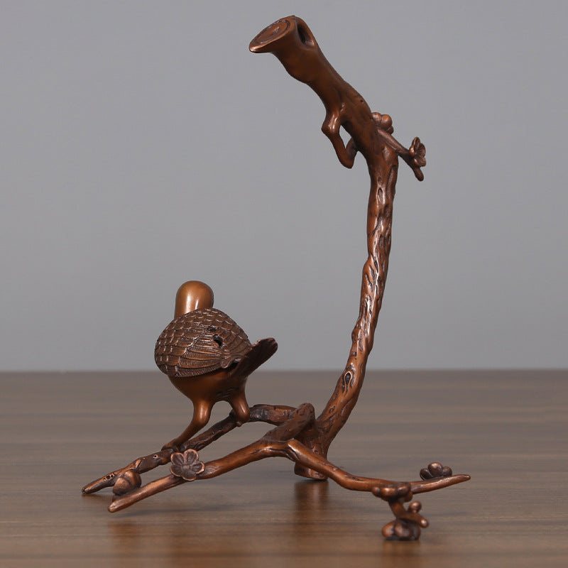 Purple Copper Magpie Ornament Joyful Creative Copper Incense Burner Living Room Office Home Craft Decoration Display
