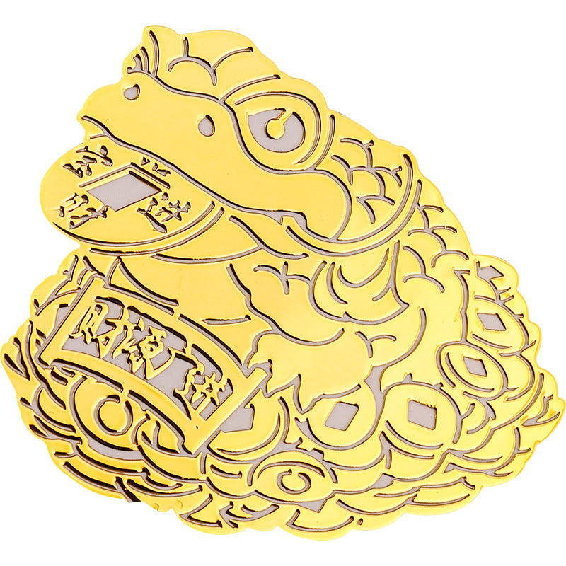 Three-Legged Golden Toad Wealth and Prosperity Phone Sticker Toad Metal Sticker Living Room Entrance Decoration Gold Piece Wholesale Ornament