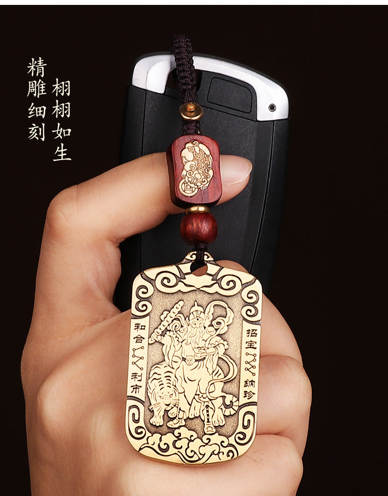 Taoist Jewelry Brass Wu Wealth God Zhao Gongming Token Pendant Wholesale Portable Car Keychain Copper Plaque Ornament