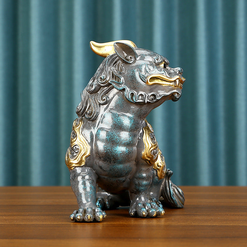 Colorful Copper Di Tings Ornament Home Office Auspicious Beast Brass Di Tings Desktop Decoration Gift Entrance Wine Cabinet Craft