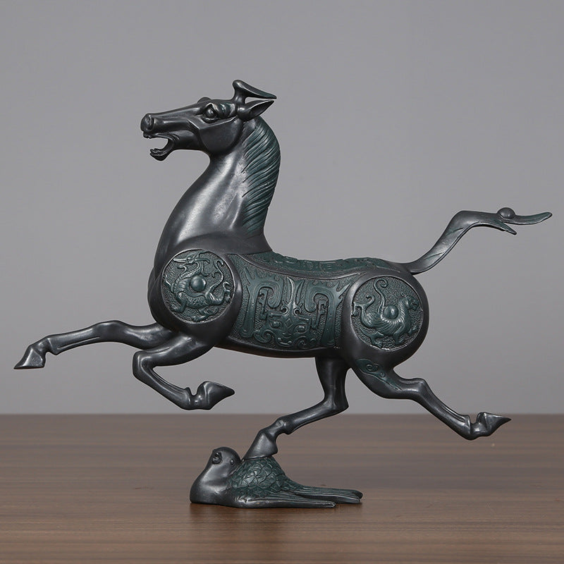 Horse Trotting Brass Zodiac Horse Ornament Craft Living Room Office Desk Home Decoration Opening Gift
