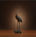 Brass Turtle and Crane Ornament Longevity Turtle Crane Fairy Crane Home Gift for Elderly Birthday Celebration Gift Living Room Decoration