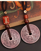 Purple Copper Mountain Ghost Money Car Keychain Pendant Twelve Zodiac Copper Coin Bagua Authentic Peace Pendant Ancient Coin Wholesale
