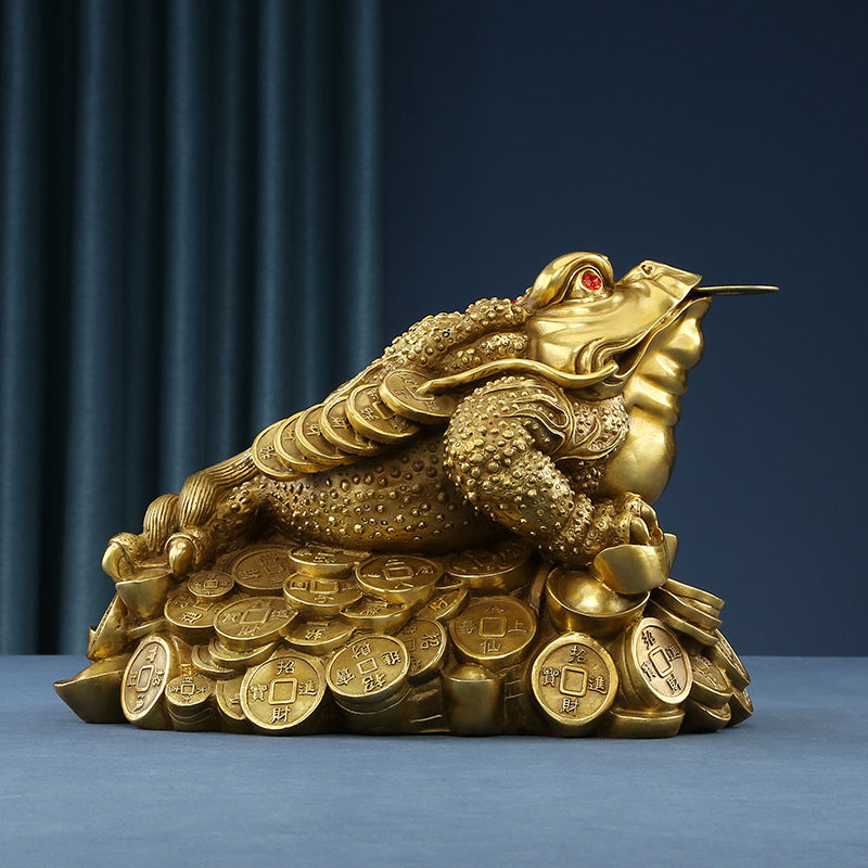 Brass Golden Toad Ornament Home Office Money Toad Craft Decoration Company Housewarming Opening Gift