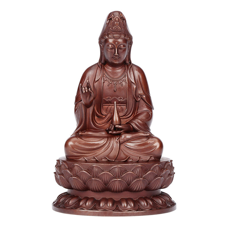 Bronze Guanyin Bodhisattva Statue Home Office Desktop Mini Guanyin Bodhisattva Craft Buddha Ornament