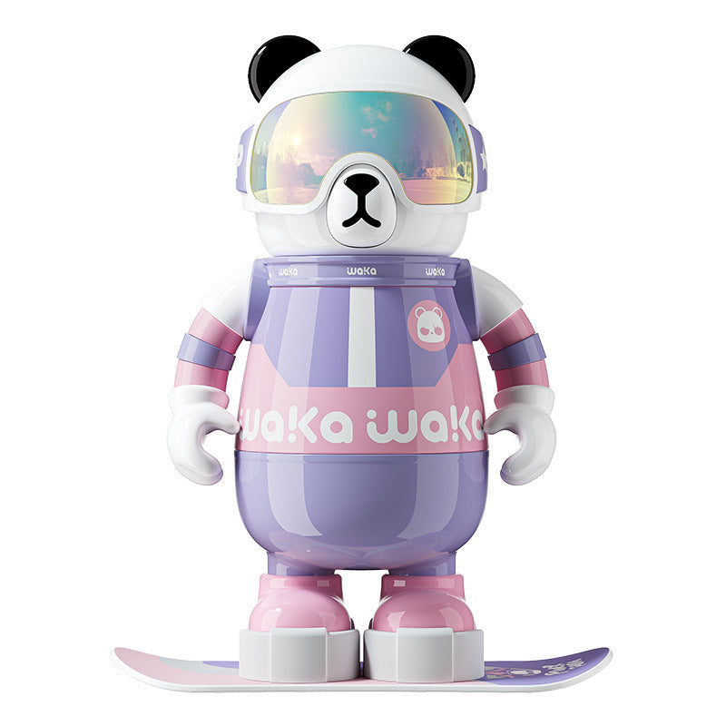 waka Panda Insulated Cup for Men and Women, High-Value Cartoon Trendy Toy Figurine, Ceramic Inner Liner, Food-Grade Children's Water Cup
