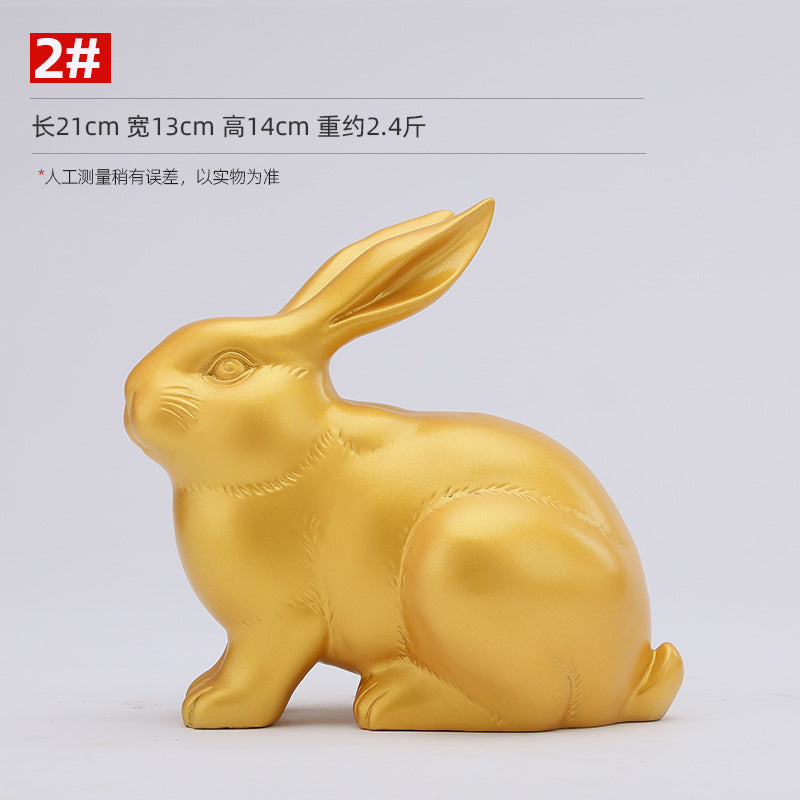 Brass Zodiac Rabbit Ornament for Home Office Desktop gold Wealth Rabbit Copper Craft Zodiac Gift Decorative Copperware