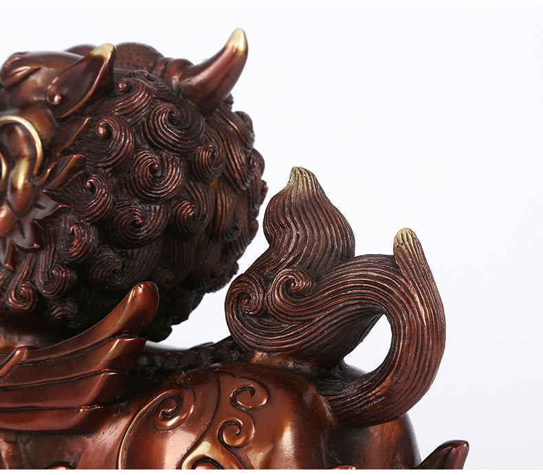 Bronze Kirin Figurine Home Office Decoration Living Room Craft Kirin Ornament Opening Gift