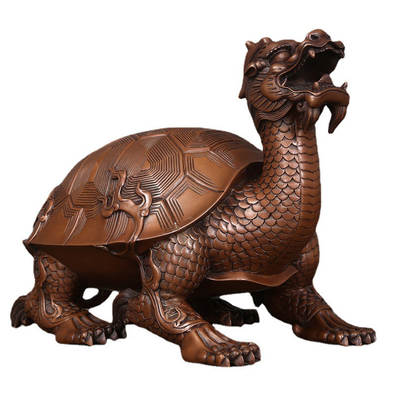 Copper Dragon Turtle Ornament Home Office Desktop Craft Dragon Head Turtle Decoration Opening Gift Copper Craft