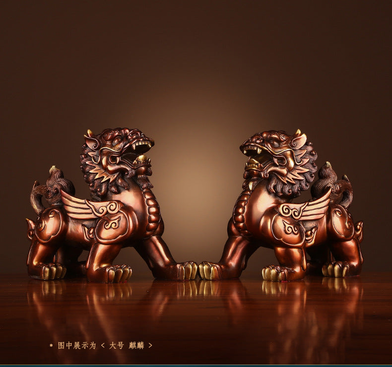 Bronze Kirin Figurine Home Office Decoration Living Room Craft Kirin Ornament Opening Gift