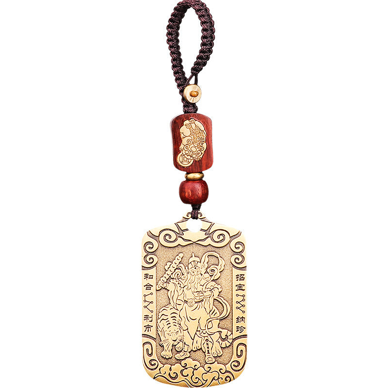 Taoist Jewelry Brass Wu Wealth God Zhao Gongming Token Pendant Wholesale Portable Car Keychain Copper Plaque Ornament