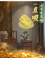 Three-Legged Golden Toad Wealth and Prosperity Phone Sticker Toad Metal Sticker Living Room Entrance Decoration Gold Piece Wholesale Ornament