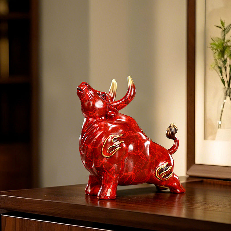 Colorful Copper Ox Changhong Ornament Home Office Prosperous Ox Desktop Ox Spirit Crafts Mini Small Decoration