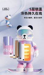 waka Panda Insulated Cup for Men and Women, High-Value Cartoon Trendy Toy Figurine, Ceramic Inner Liner, Food-Grade Children's Water Cup